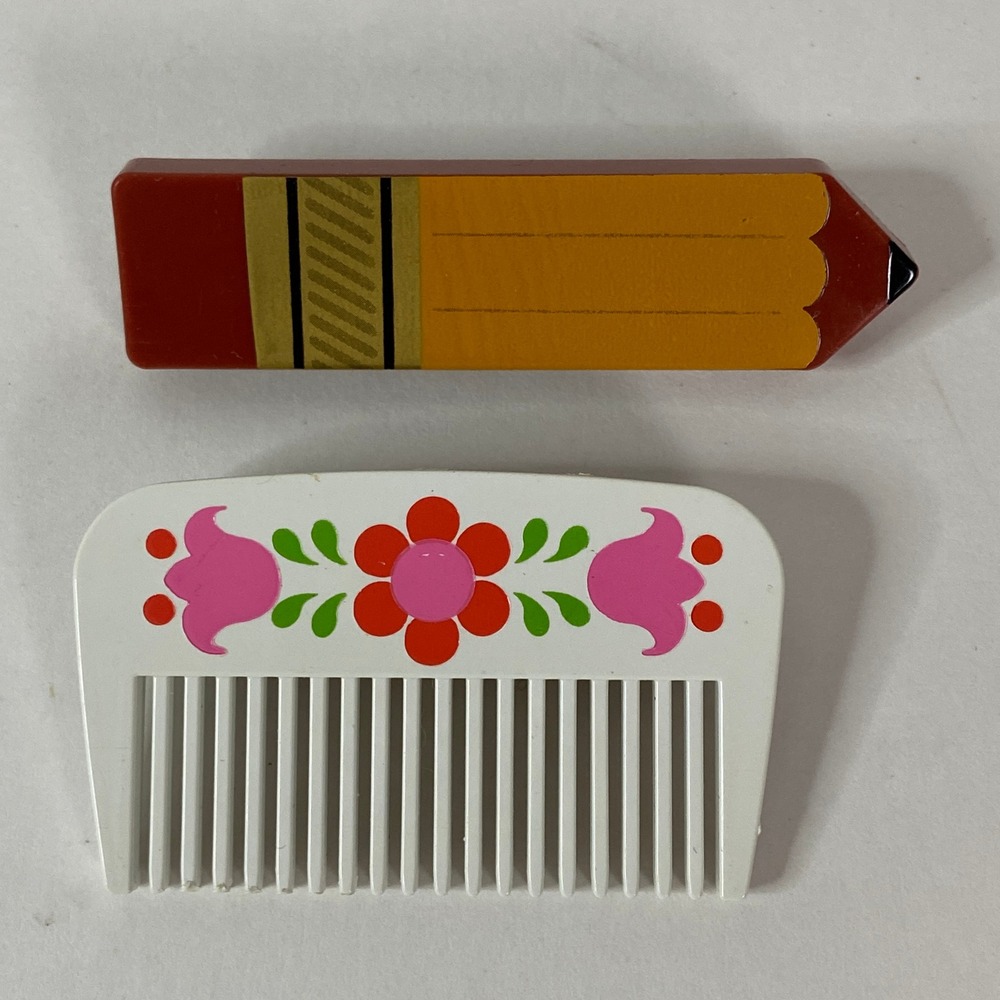 Vintage 1973 Avon Pencil and Floral Comb Barrette Set Retro Hair Clips Set of 2